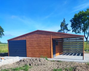 Garaż Blaszany 6m x 5m | 1x Brama uchylna | 1x Wiata 3m x 5m